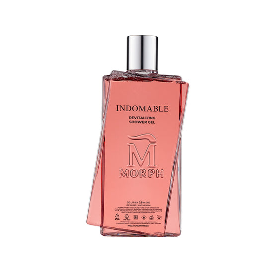 Morph Indomable Shower Gel 200 ml — roze douchegelflacon met zilverkleurige dop