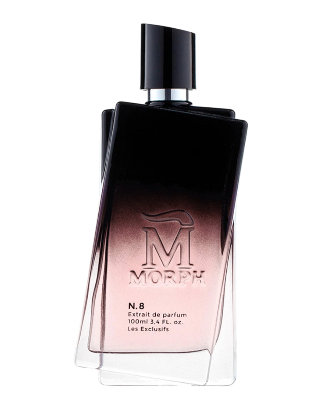 Morph N.8 100 ml — donkere flacon op zwarte achtergrond