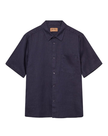 Navy Theo Linen SS Shirt