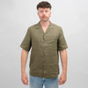 Mos Mosh Foss Olive Theo Linen Cuban Shirt – vooraanzicht