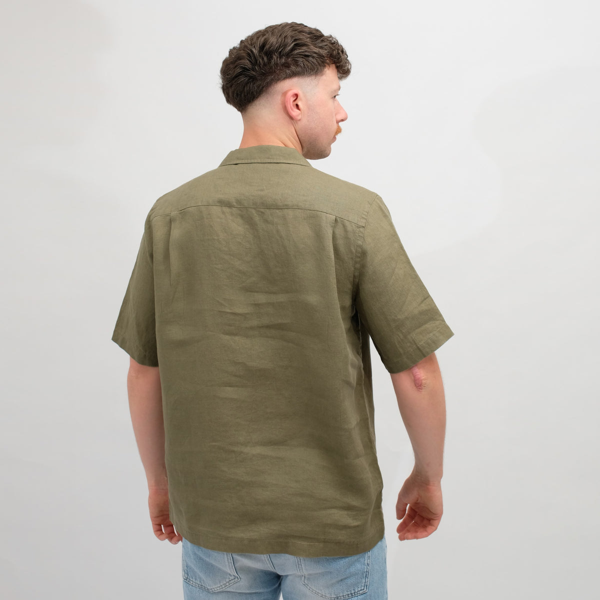 Mos Mosh Foss Olive Theo Linen Cuban Shirt – productbeeld 4