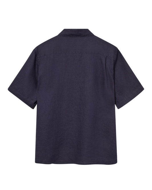 Navy Theo Linen SS Shirt