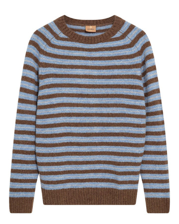 MOS MOSH Carlos Stripe Crewneck Pullover Chocolate Brown Melange - productfoto 1