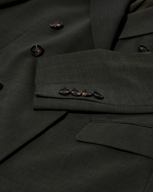 Mos Mosh Gallery Lui Dynamic Luxe double breasted blazer Dark Green – detail mouwknopen