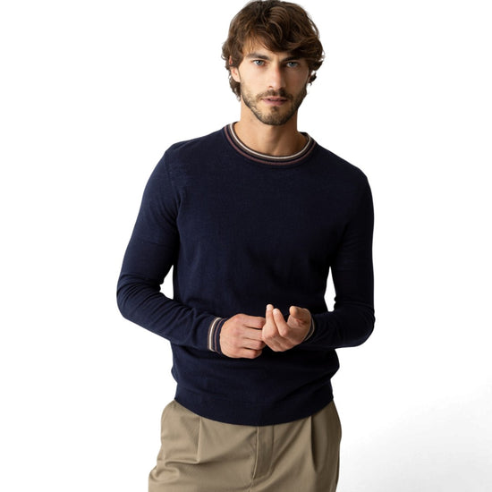 MOS MOSH MMGAdam Contrast Crewneck Trui Navy beeld 2