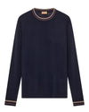 MOS MOSH MMGAdam Contrast Crewneck Trui Navy vooraanzicht
