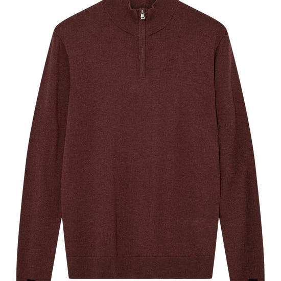 MOS MOSH MMGAdam Soft Half Zip Trui Huckleberry vooraanzicht