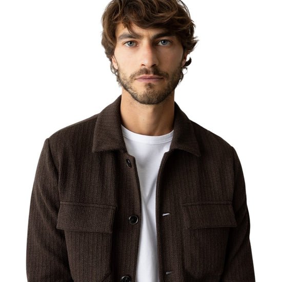 MOS MOSH MMGAustin Knit Overshirt Black Coffee beeld 2