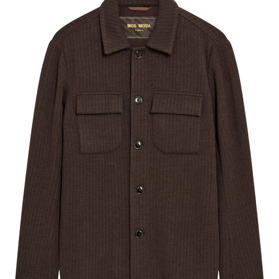 MOS MOSH MMGAustin Knit Overshirt Black Coffee vooraanzicht