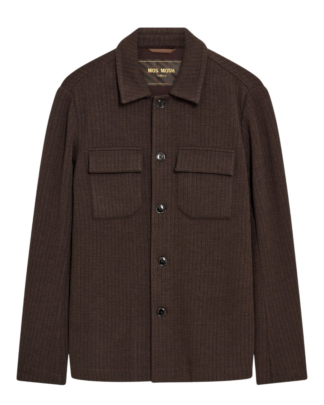 MOS MOSH MMGAustin Knit Overshirt Black Coffee vooraanzicht