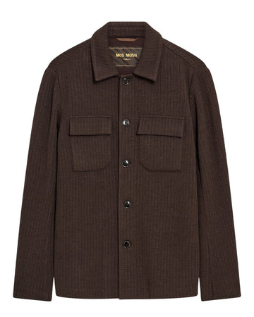 MOS MOSH MMGAustin Knit Overshirt Black Coffee vooraanzicht