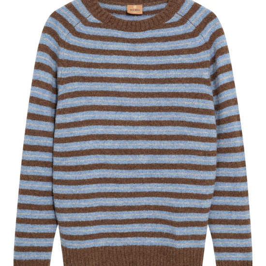 MOS MOSH Carlos Stripe Crewneck Pullover Chocolate Brown Melange - productfoto 1
