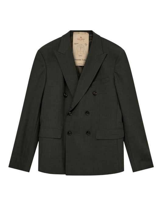 Mos Mosh Lui Dynamic Luxe Double Breasted Blazer in Dark Green bij Checkpoint Mol