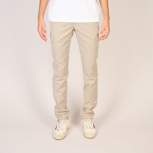 Myths Wool Slim Fit Cargo Trousers Beige – vooraanzicht