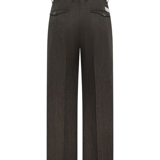 Nine in the Morning Apollon baggy broek Dark Grey met beige piping - achteraanzicht