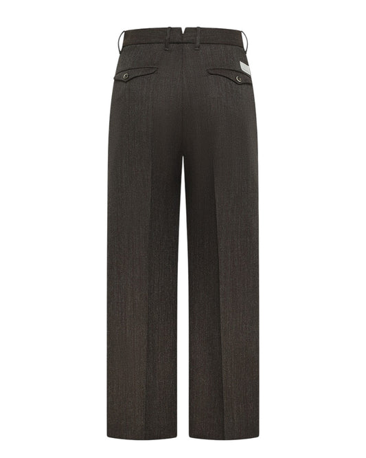 Nine in the Morning Apollon baggy broek Dark Grey met beige piping - achteraanzicht