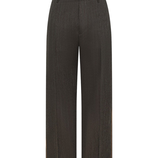 Nine in the Morning Apollon baggy broek Dark Grey met beige piping - vooraanzicht