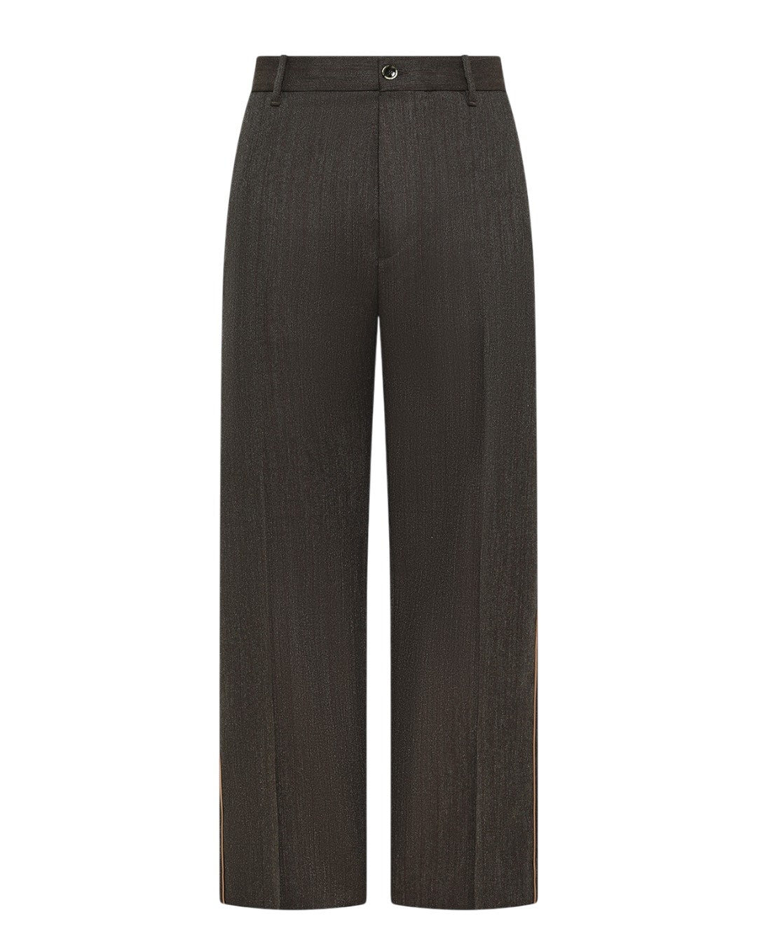 Nine in the Morning Apollon baggy broek Dark Grey met beige piping - vooraanzicht