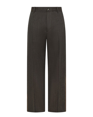 Nine in the Morning Apollon baggy broek Dark Grey met beige piping - vooraanzicht