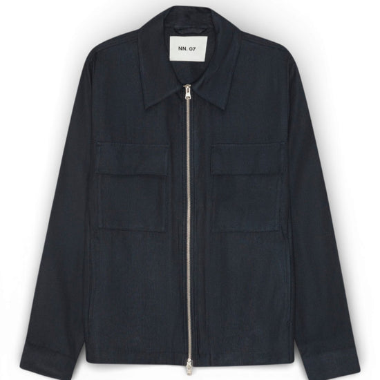 Deep Navy Alban Linen Blend Overshirt