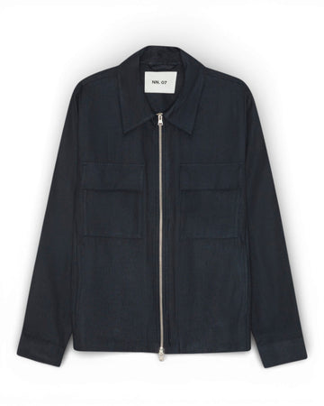 Deep Navy Alban Linen Blend Overshirt