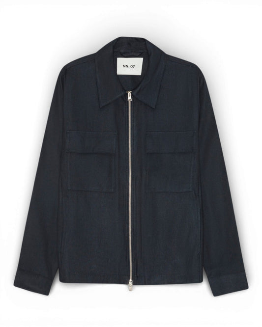Deep Navy Alban Linen Blend Overshirt