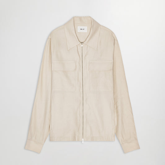 NN.07 Alban ivoorkleurig overshirt, productfoto vooraanzicht