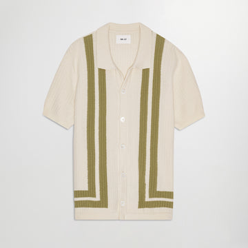 NN.07 Ivory Ares Knitted Cotton Polo – vooraanzicht