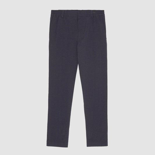 NN.07 Navy Blue Billie Seersucker Trousers – vooraanzicht