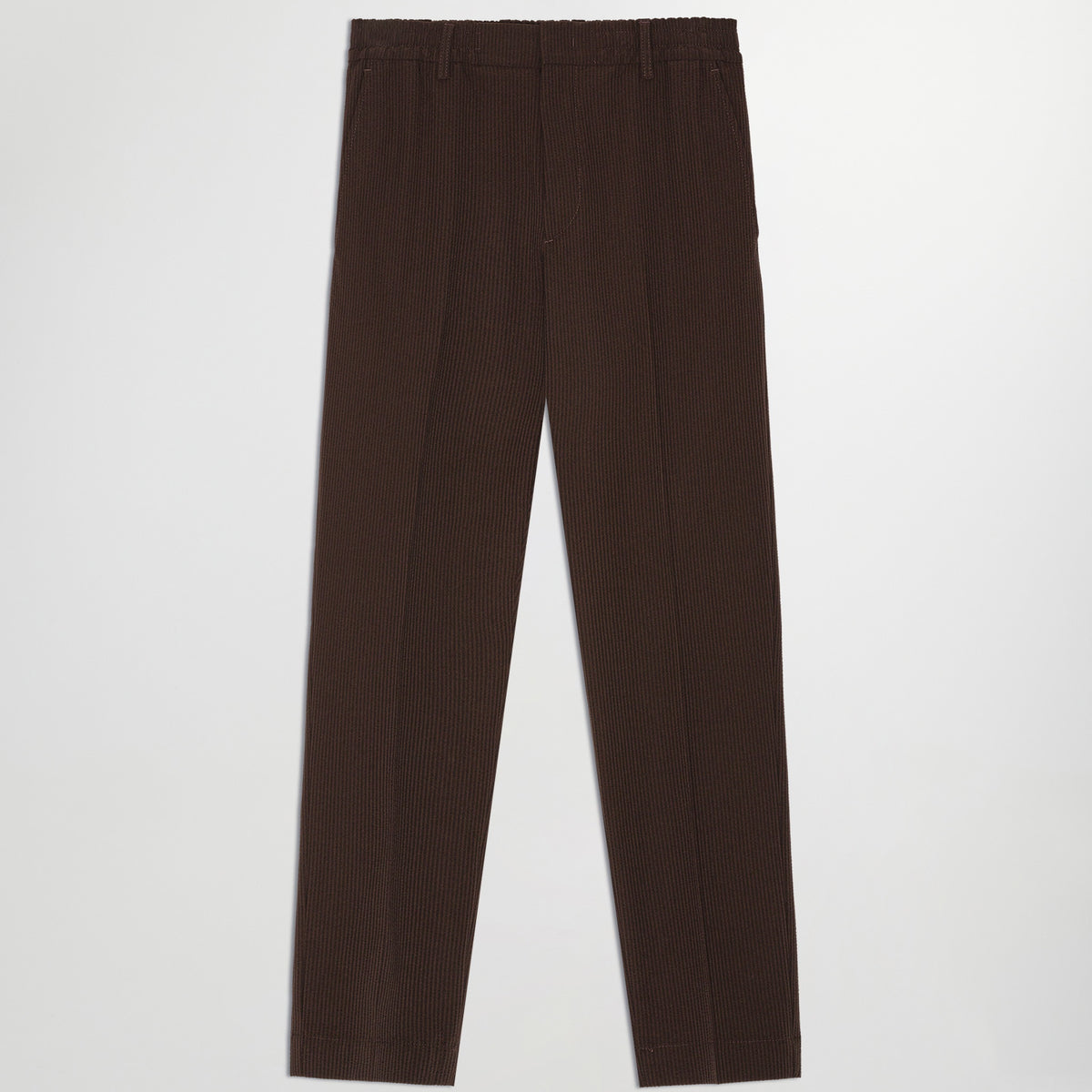 NN.07 Billie bruine broek met seersuckerstructuur, productfoto vooraanzicht