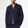 NN.07 Boiled Bomber donkerblauwe jas, gedragen detail vooraanzicht