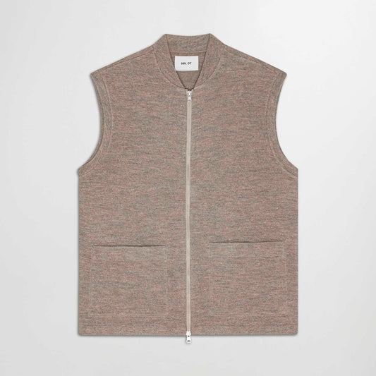 NN.07 Boiled Vest bodywarmer in khaki-beige, productfoto vooraanzicht