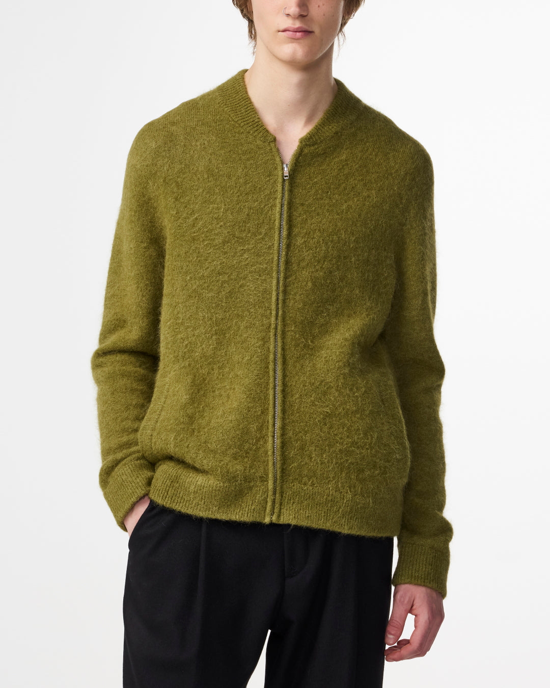 NN.07 Boris Alpaca Blend Bomber Firene – gedragen vooraanzicht