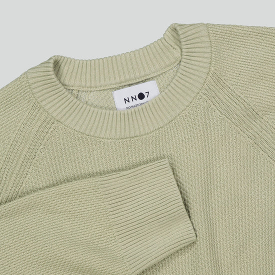 NN.07 Brandon 6562 Sweater Pale Green – detail van de kabelstructuur