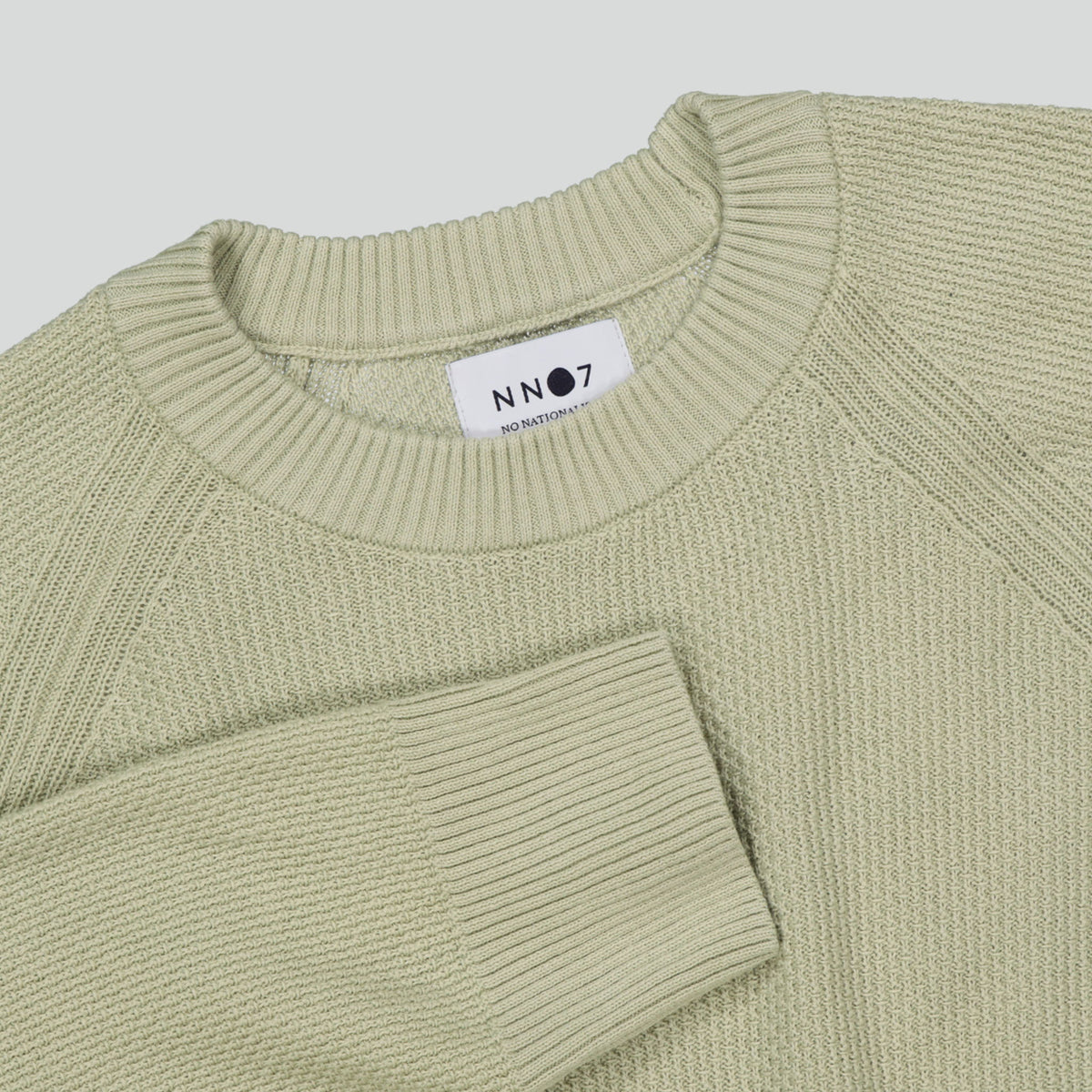 NN.07 Brandon 6562 Sweater Pale Green – detail van de kabelstructuur