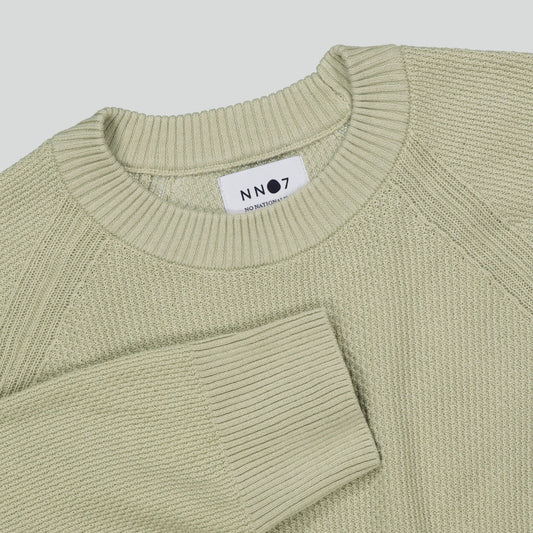 NN.07 Brandon 6562 Sweater Pale Green – detail van de kabelstructuur