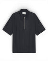 Deep Navy Bruno Linen Blend Half Zip Polo
