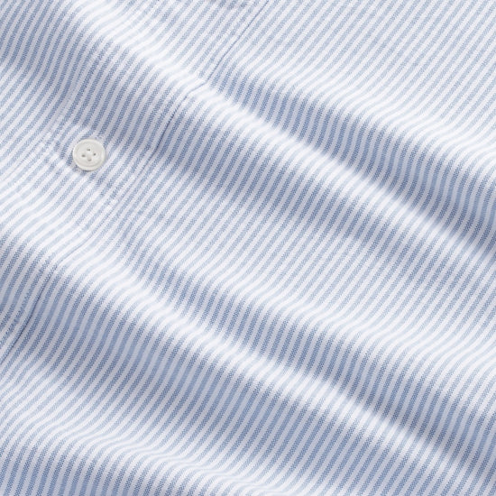 NN.07 Colby blauw gestreept hemd, detail strepen en knopen