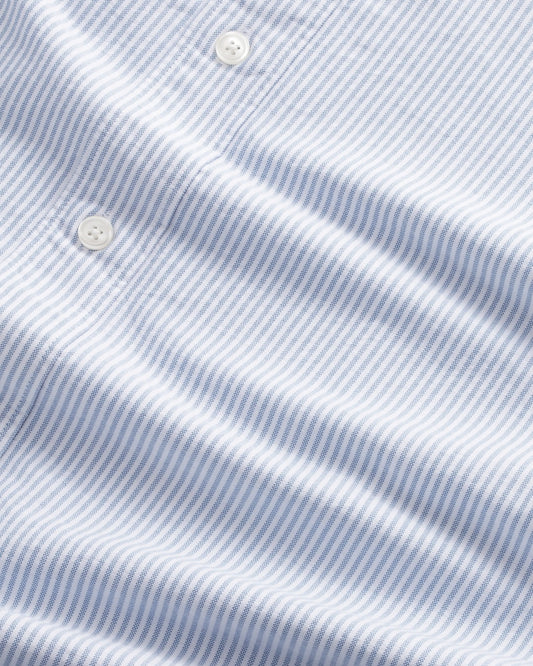 NN.07 Colby blauw gestreept hemd, detail strepen en knopen