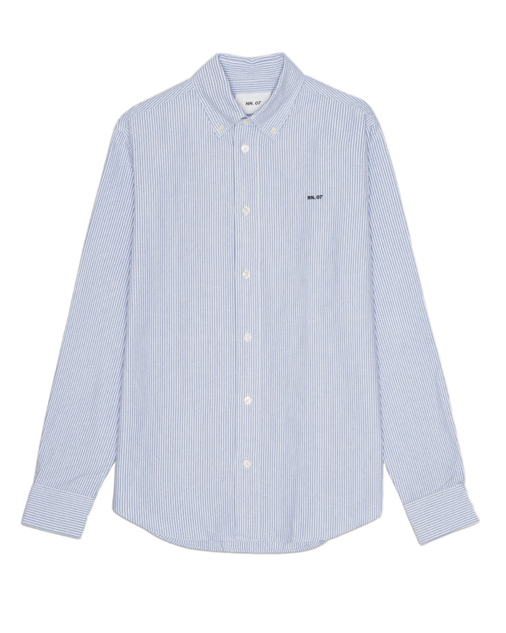 NN.07 Colby blauw gestreept hemd, productfoto vooraanzicht