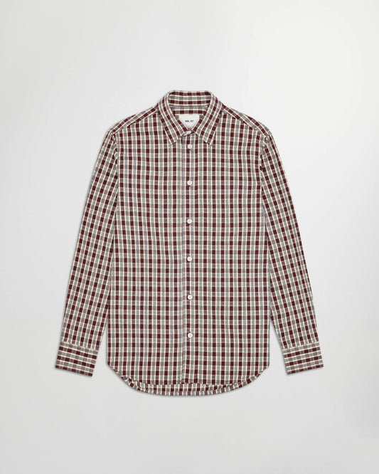 NN.07 Colby 50007 katoenen hemd in Wine Check, productfoto vooraanzicht