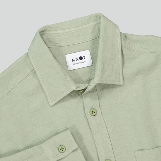 NN.07 Deon 5414 Regular Fit Cotton Shirt Pale Green – detail van de borstzak