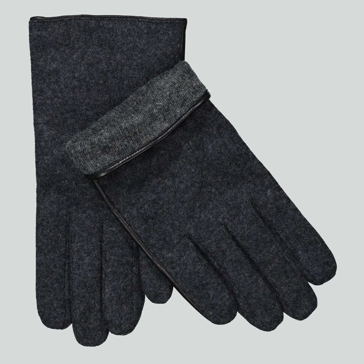 NN.07 Glove donkergrijze handschoenen, detail omgeslagen boord