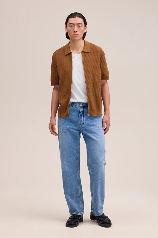 NN.07 Gustav 60016 Polo Full Zip Cotton Cinnamon