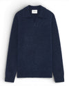 NN.07 Hope Boucle Open Collar Pullover Navy – vooraanzicht