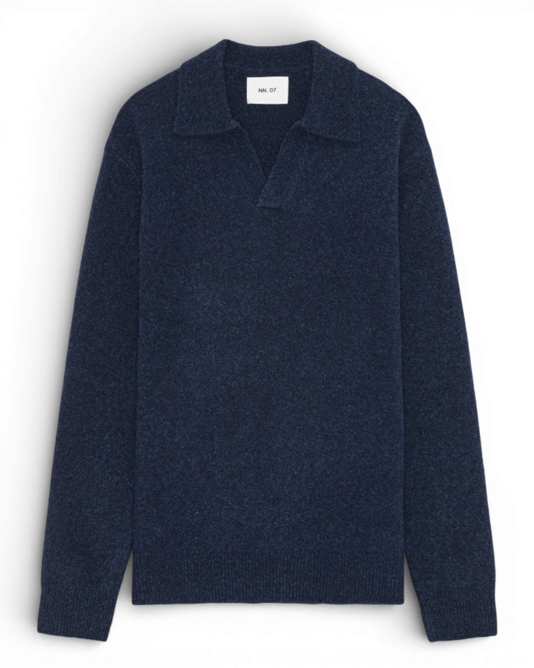 NN.07 Hope Boucle Open Collar Pullover Navy – vooraanzicht