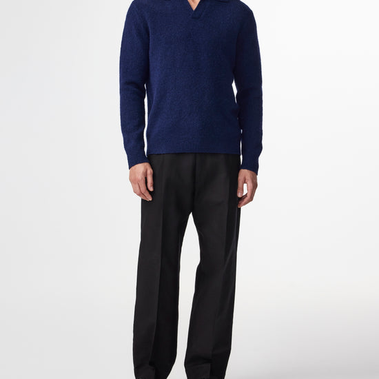 NN.07 Hope Boucle Open Collar Pullover Navy – productbeeld 3