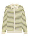 NN.07 Jackie gestreepte polo met lange mouwen in Ivory, productfoto vooraanzicht