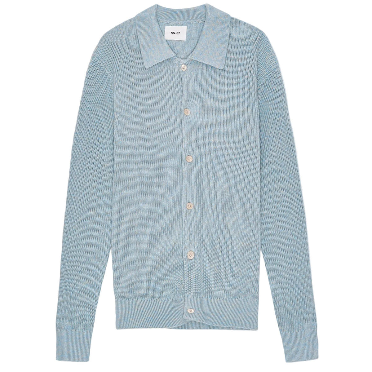 NN.07 Jacobi 6470 Cotton Polo Cardigan Powder Blue – productbeeld 1