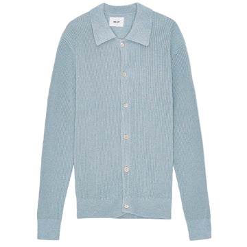 NN.07 Jacobi 6470 Cotton Polo Cardigan Powder Blue – productbeeld 1